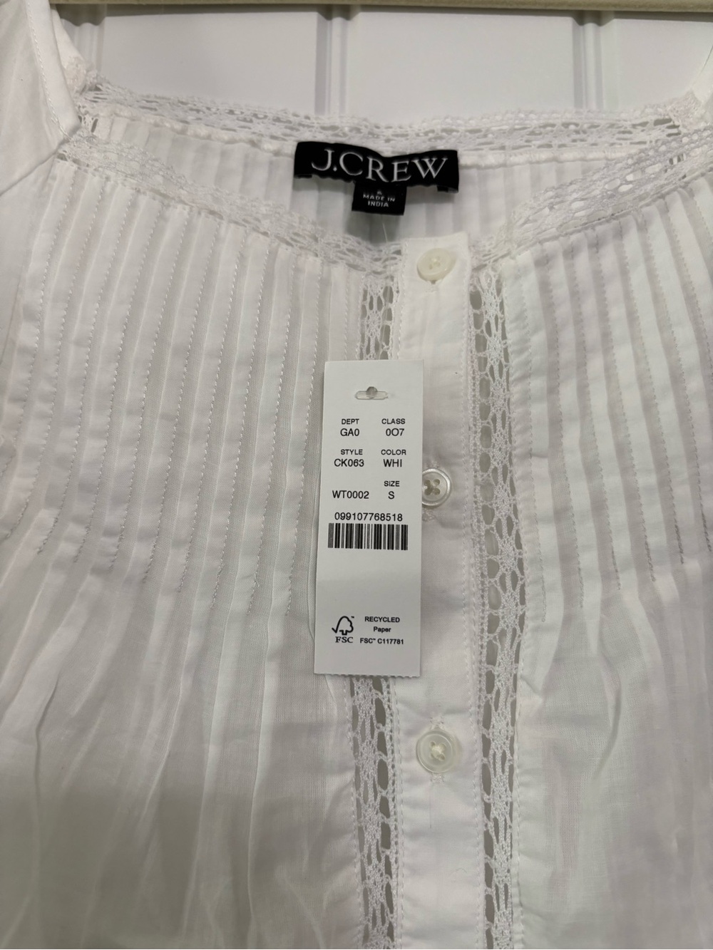 J.Crew 100% cotton voile white cap sleep top - Picture 2 of 4